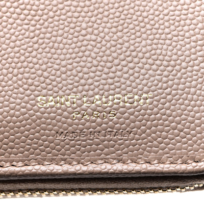 Saint Laurent Grain De Poudre Matelasse Chevron Monogram Compact Zip Around Wallet Dark Latte 7 of 8