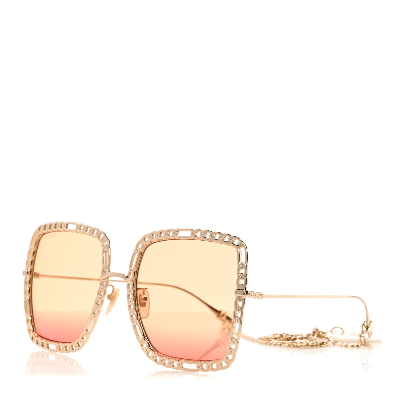 Gucci Square Frame Oversized Sunglasses GG1033S Gold Orange 1 of 7
