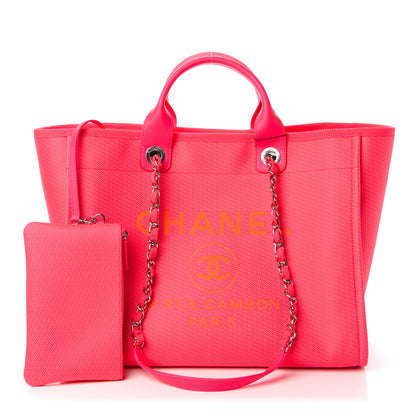Chanel Mixed Fibers Calfskin Medium Deauville Tote Pink Orange 1 of 11