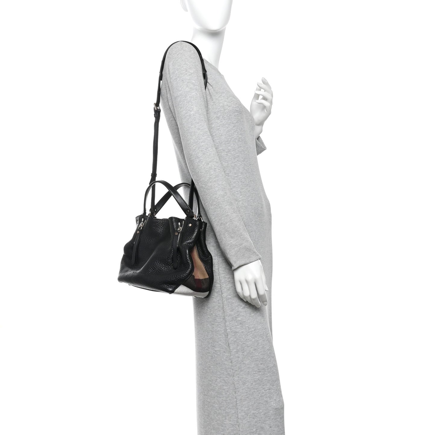 Grainy Calfskin House Check Small Maidstone Black