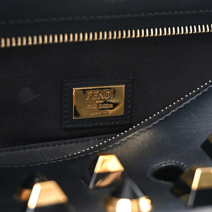 Fendi Vitello Baltico Studded Dotcom Satchel Black 7 of 10