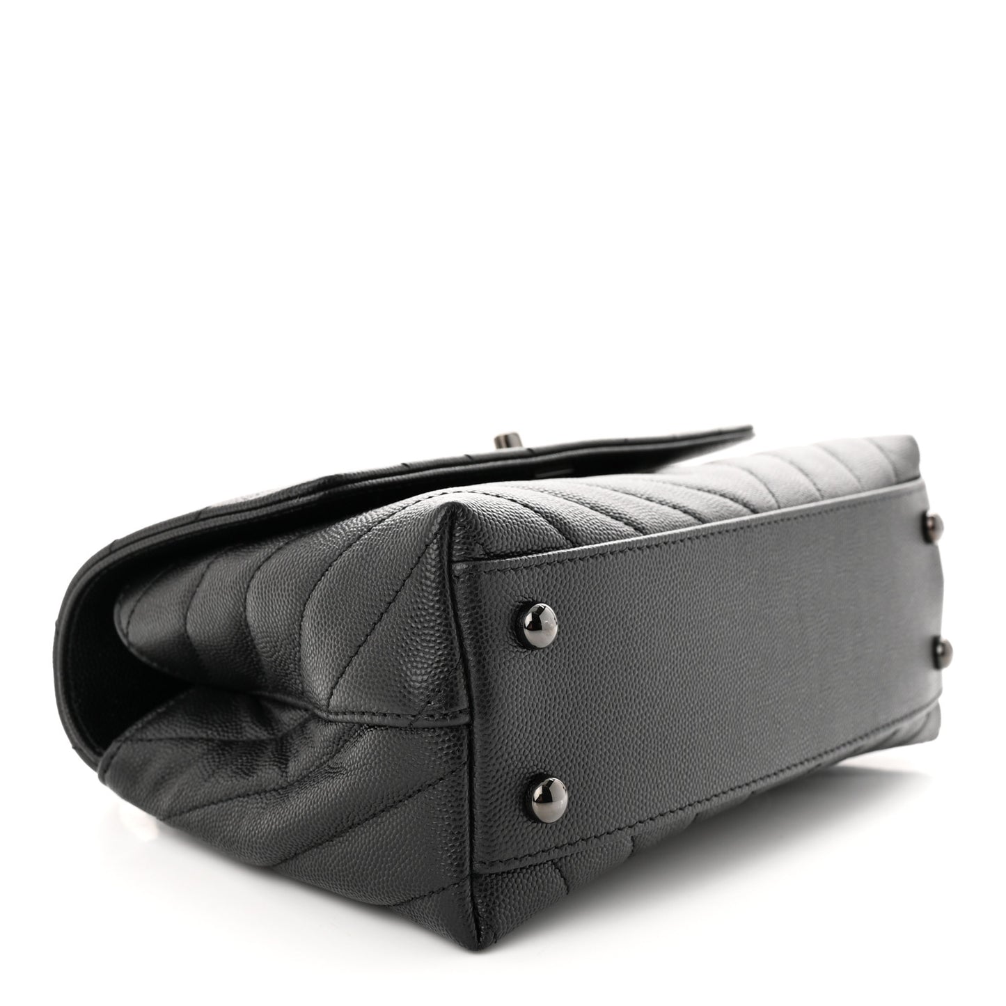 Caviar Chevron Quilted Mini Coco Handle Flap So Black