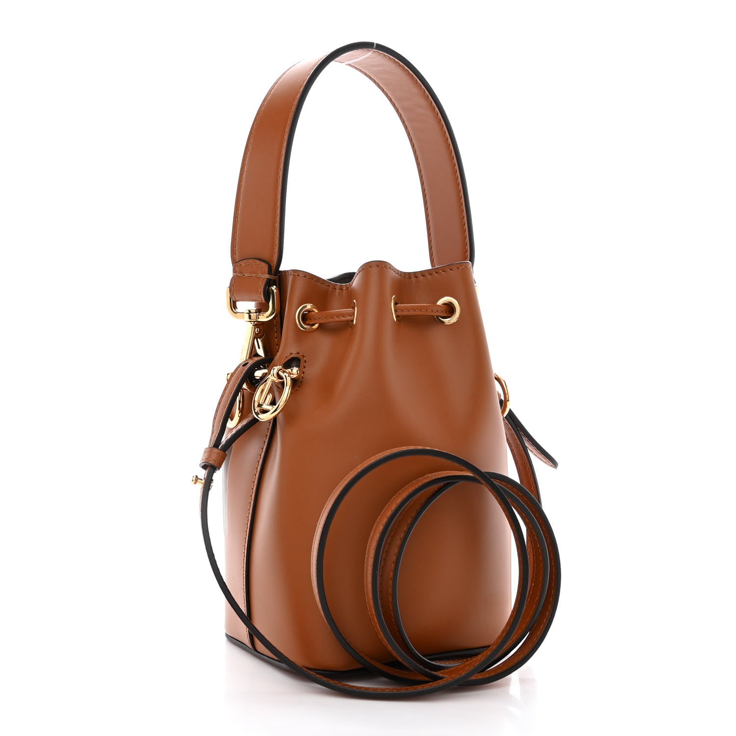 Fendi Vitello King F is Fendi Logo Embossed Mini Mon Tresor Bucket Bag Cuoio 3 of 10