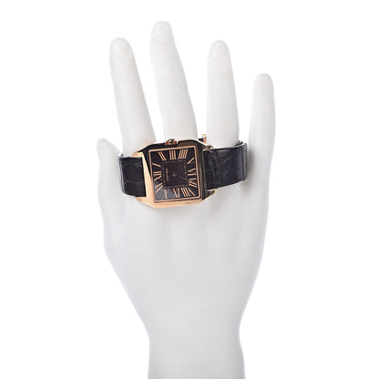 Cartier 18K Pink Gold Alligator 35mm Santos Dumont Collection Privee Manual Winding Watch Black 2 of 12