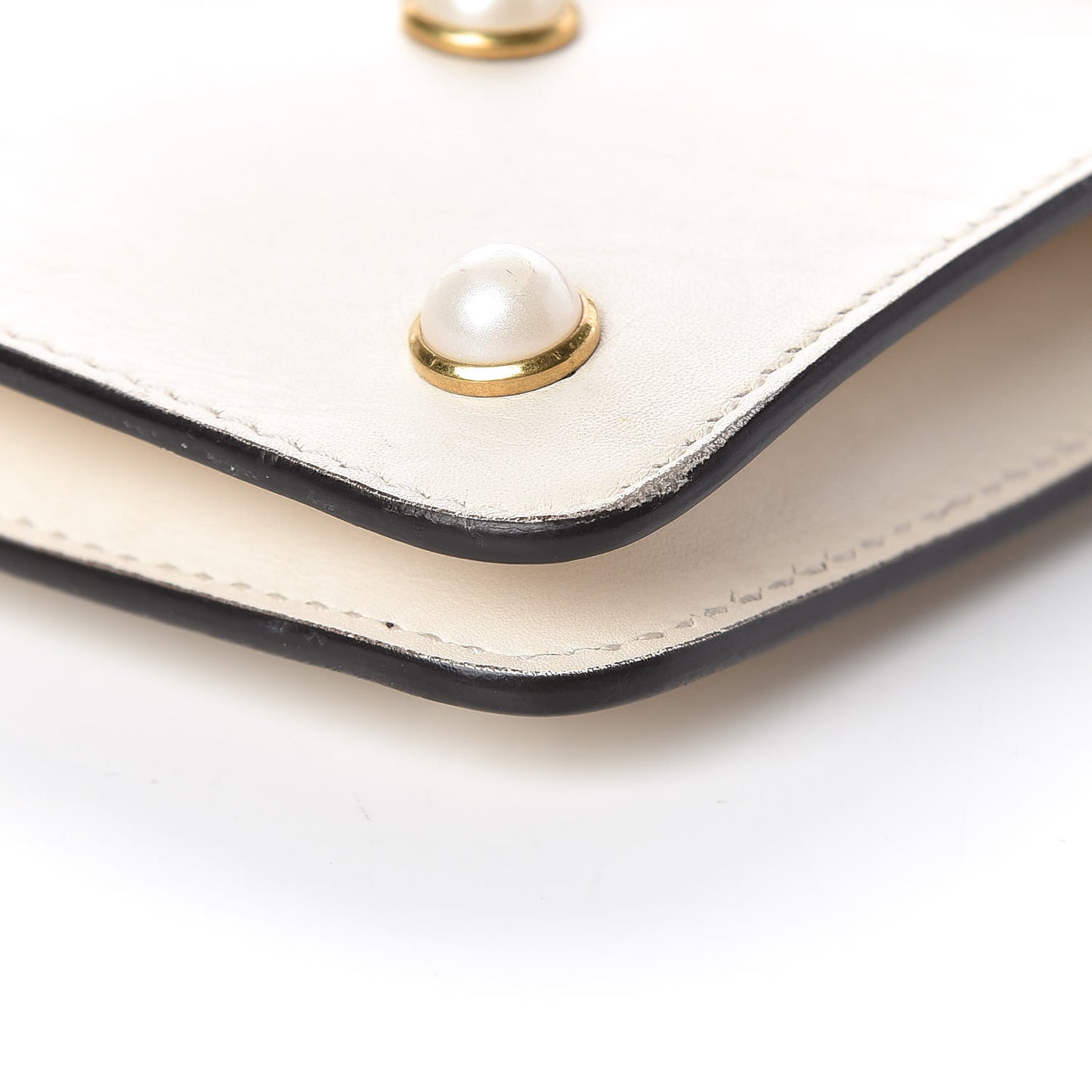 Nappa Pearl Studded Mini Queen Margaret Broadway Shoulder Bag Mystic White