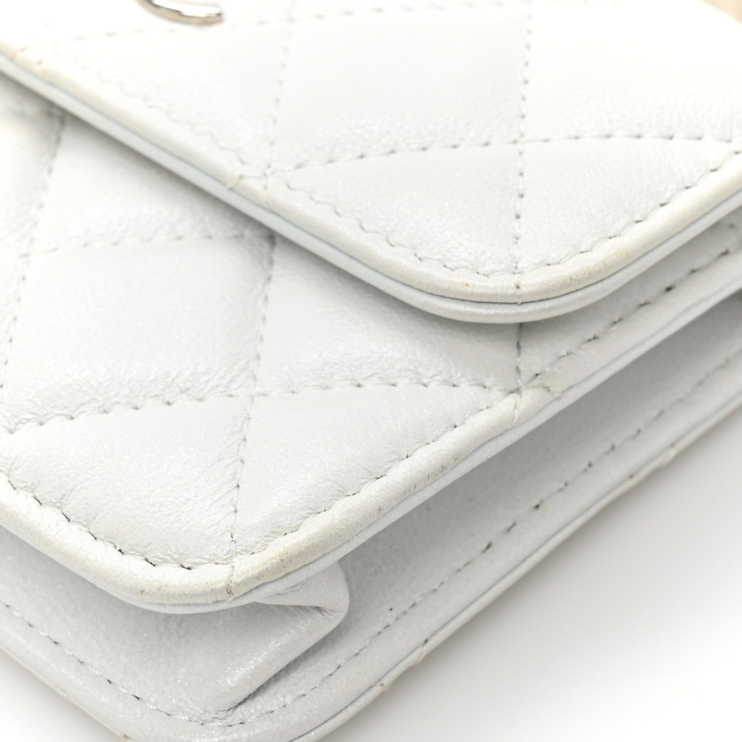 Chanel Calfskin Quilted Maxi Pearls Clutch With Chain White 12 of 14