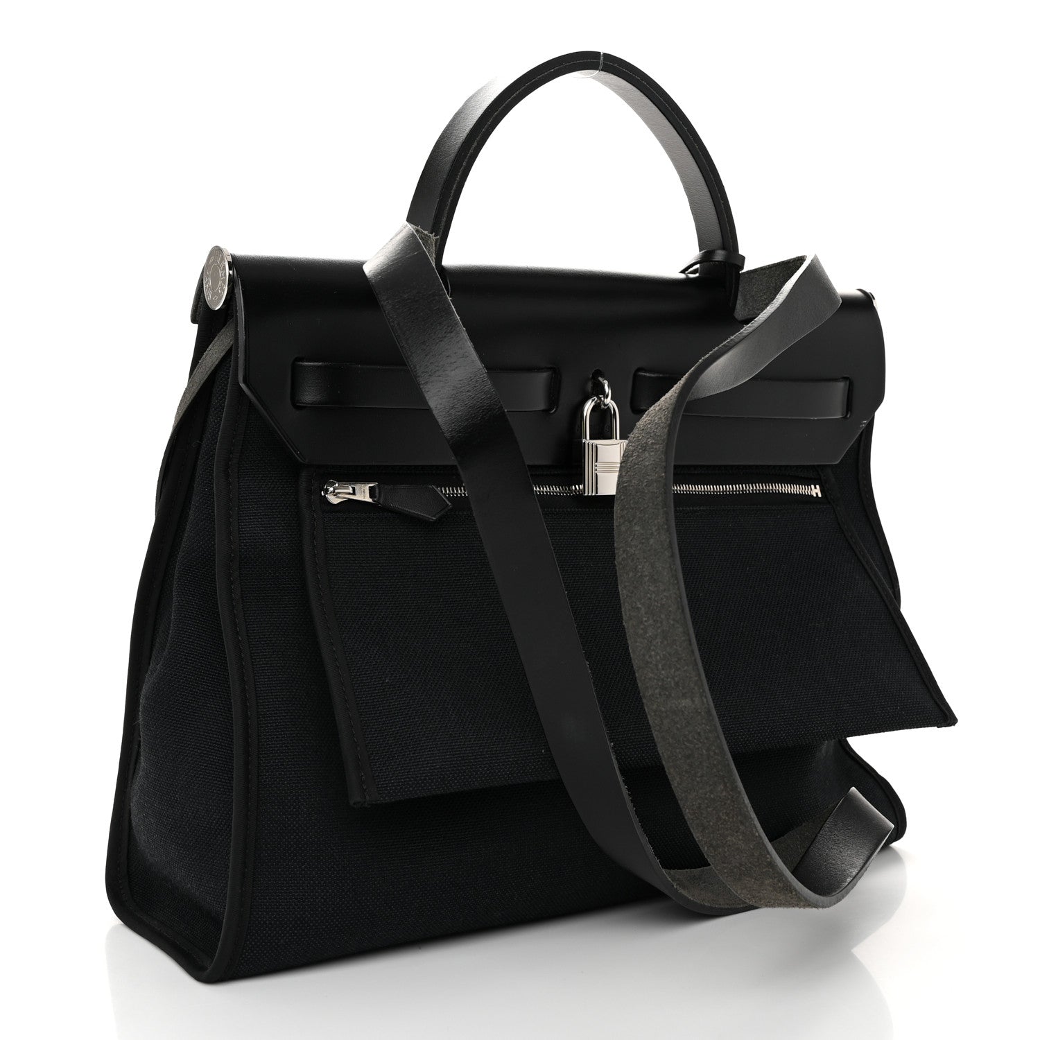 Hermes Military Toile Vache Hunter Herbag Zip PM 31 Black 4 of 13