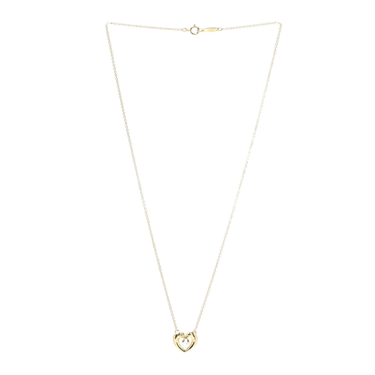 18K Yellow Gold Bow Tie Heart Pendant Necklace