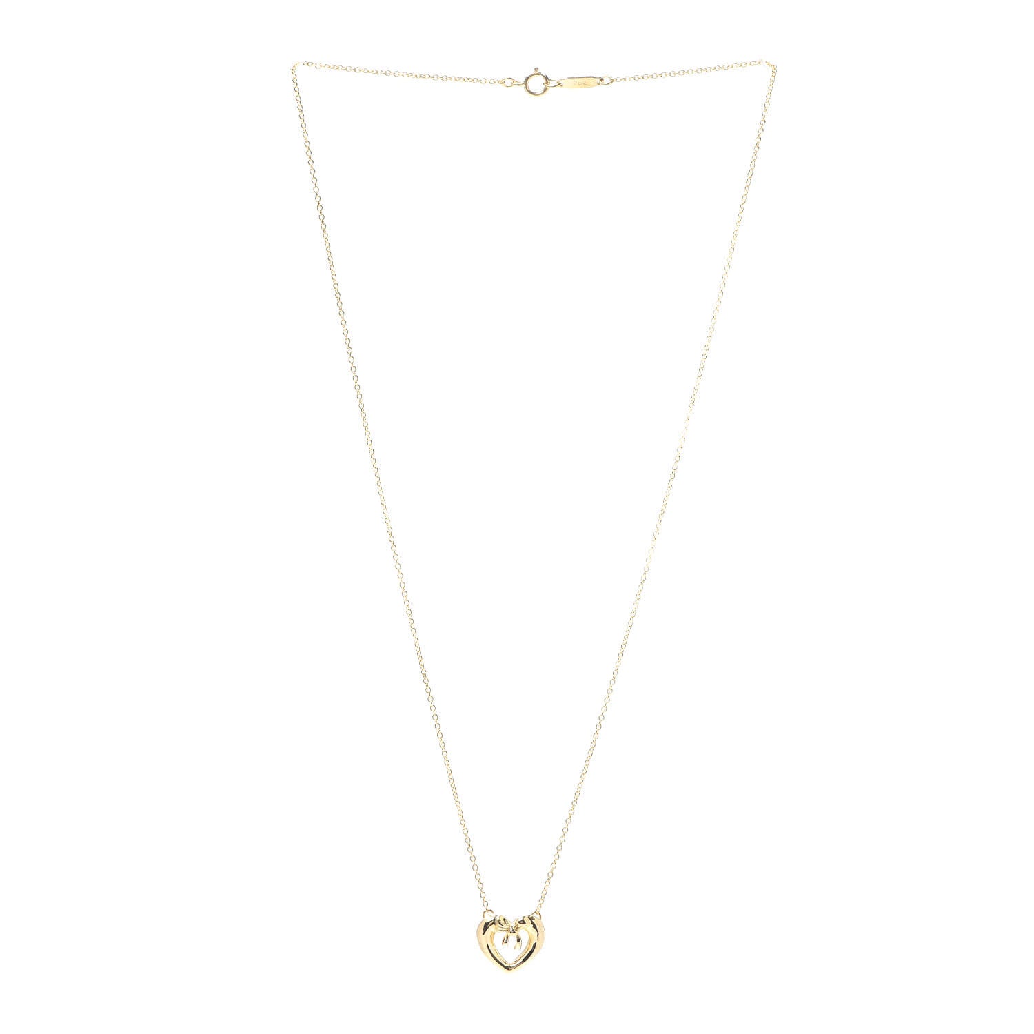 Tiffany 18K Yellow Gold Bow Tie Heart Pendant Necklace 3 of 6