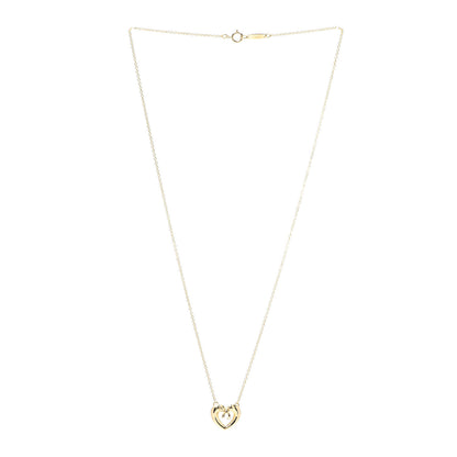 Tiffany 18K Yellow Gold Bow Tie Heart Pendant Necklace 3 of 6