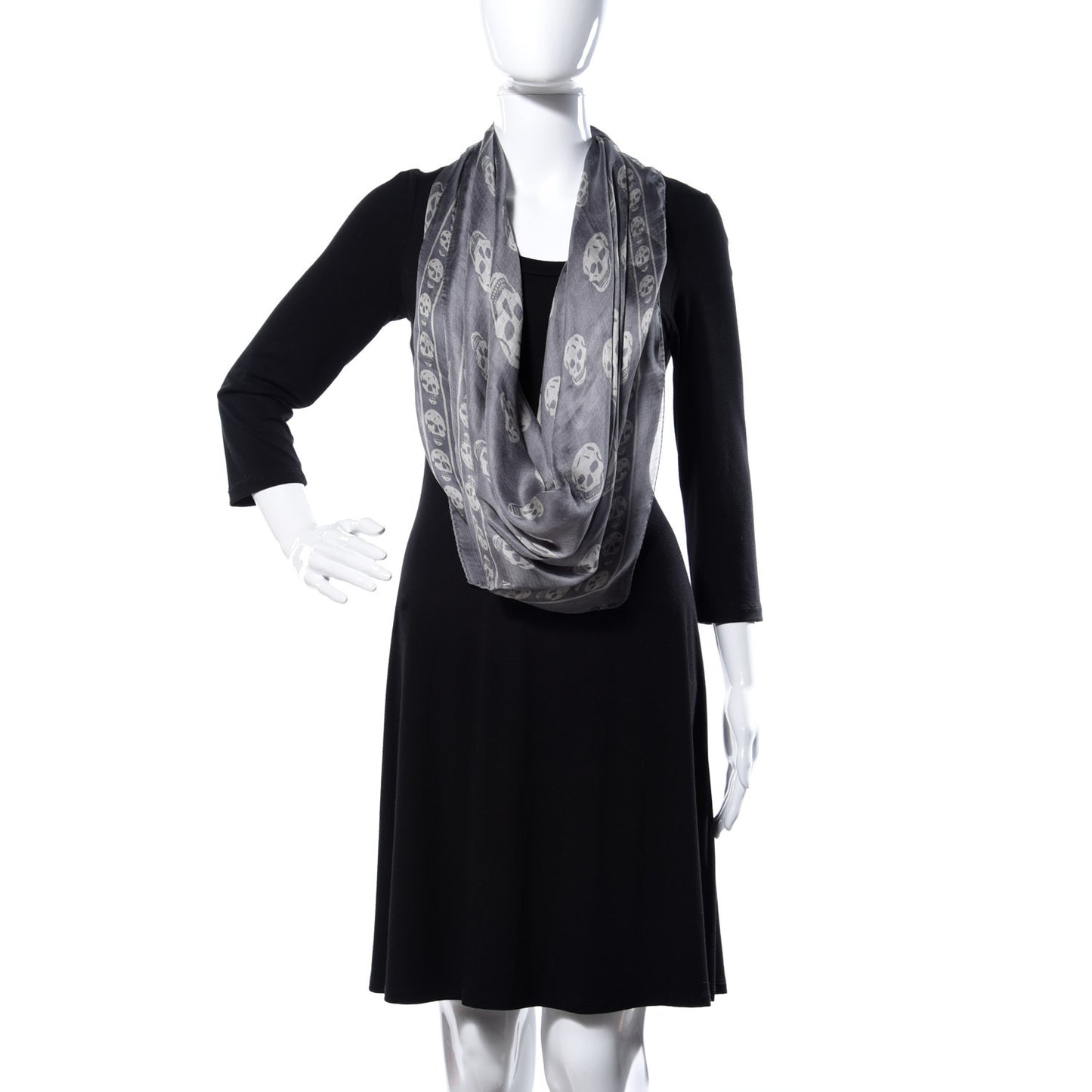 Silk Chiffon Skull Scarf Grey