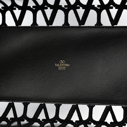 Valentino Garavani Toile Mesh Iconographe Goatskin Le Troisieme Shopping Bag Black 7 of 12