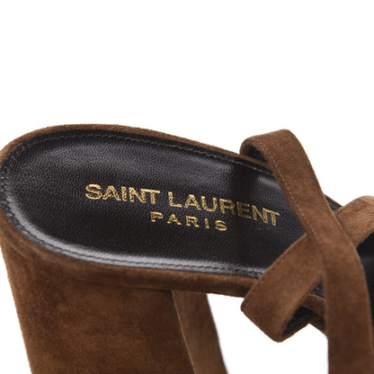 Saint Laurent Suede Bianca 125 Platform Sandals 39.5 Brown 6 of 8
