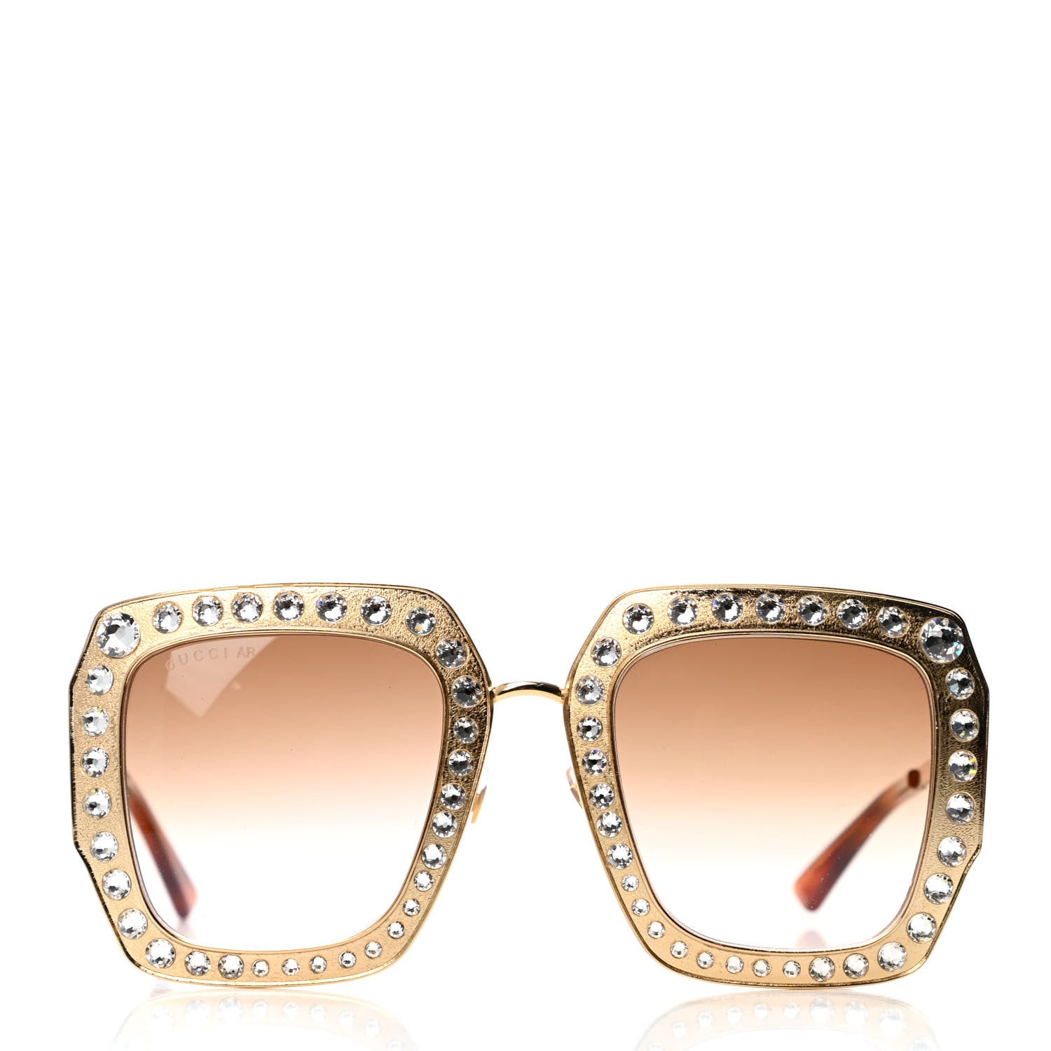 Gucci Metal Acetate Crystal Oversize GG0115S Sunglasses Gold 2 of 4