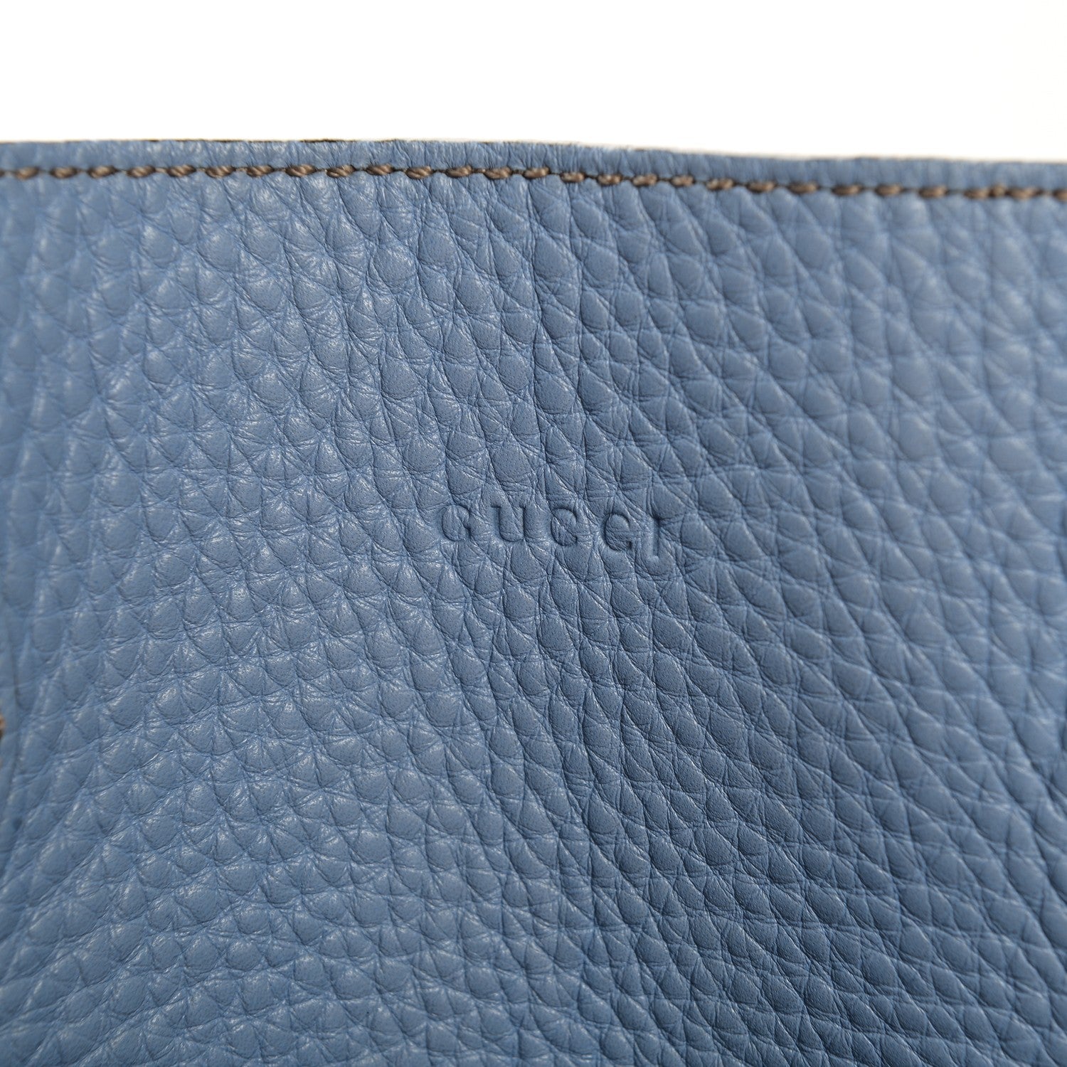 Gucci Cellarius Calfskin Bi-Color Medium Ramble Reversible Tote Nut Brown Mineral Blue 7 of 7