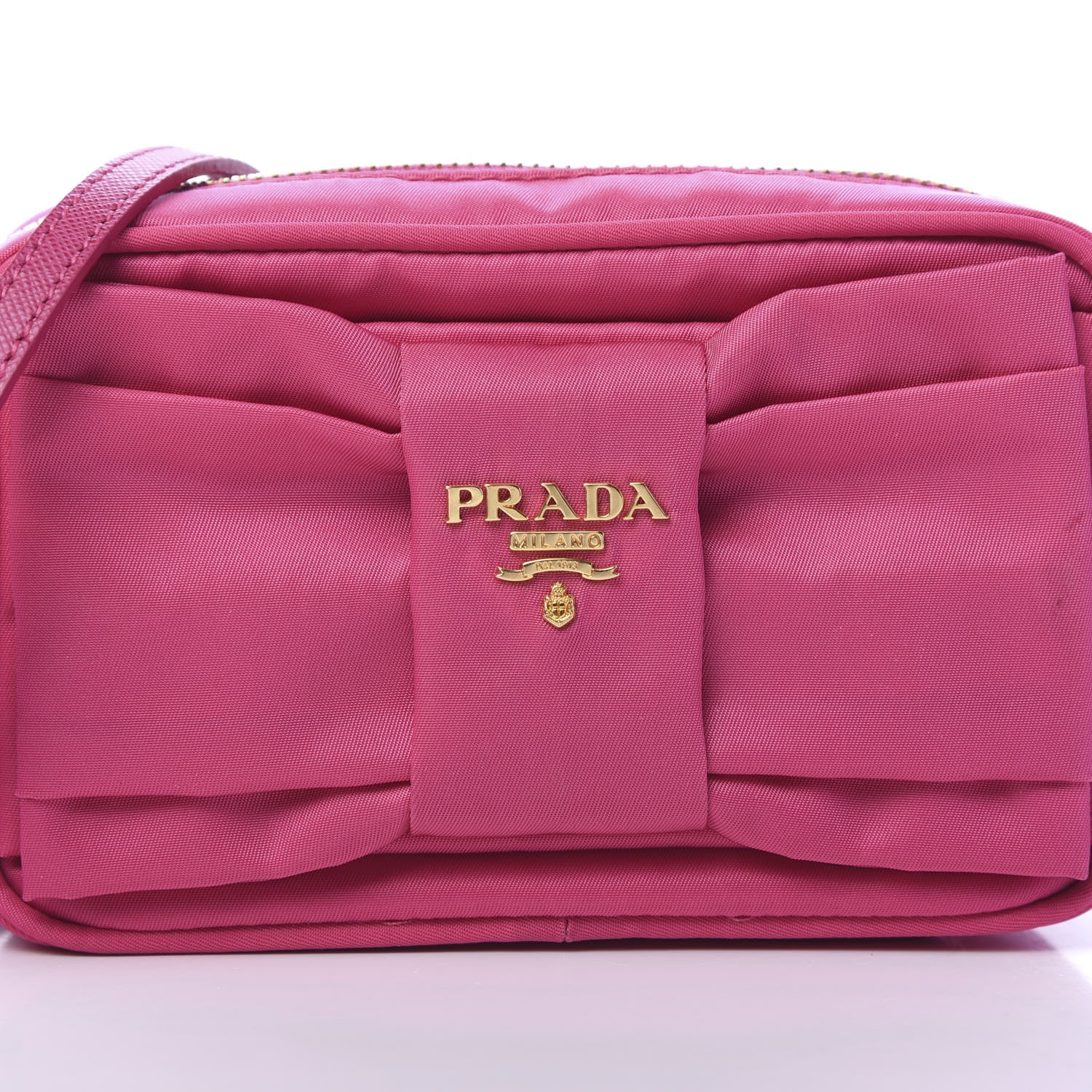 Prada Tessuto Nylon Bow Camera Bag Fuxia 10 of 10