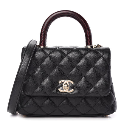 Chanel Caviar Lizard Embossed Quilted Extra Mini Coco Handle Flap Black 1 of 10
