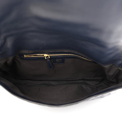 Fendi Nappa FF 1974 Embossed Large Baguette Midnight 4 of 9