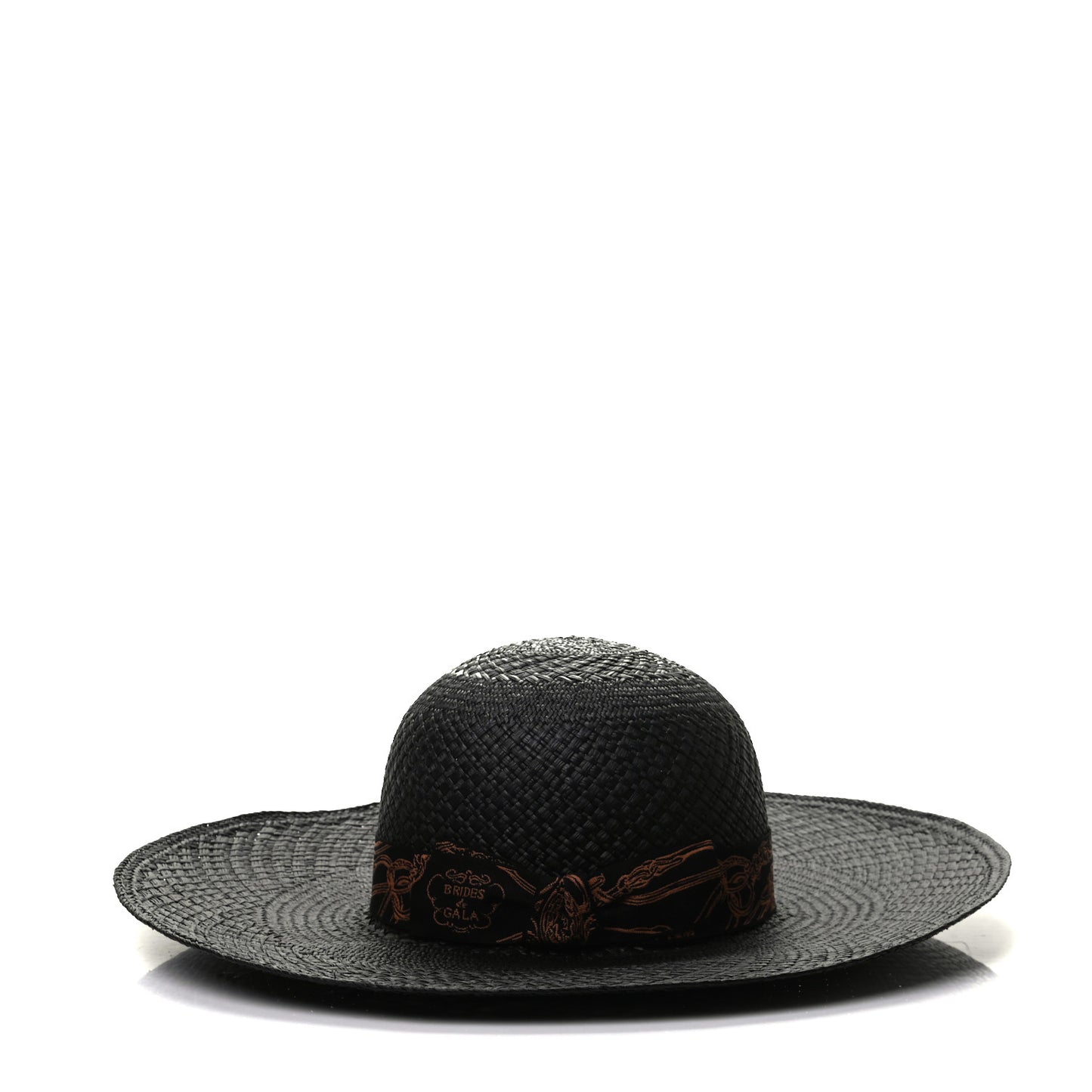 Straw Brides De Gala Panama Carrousel Hat 57 Black Terracotta