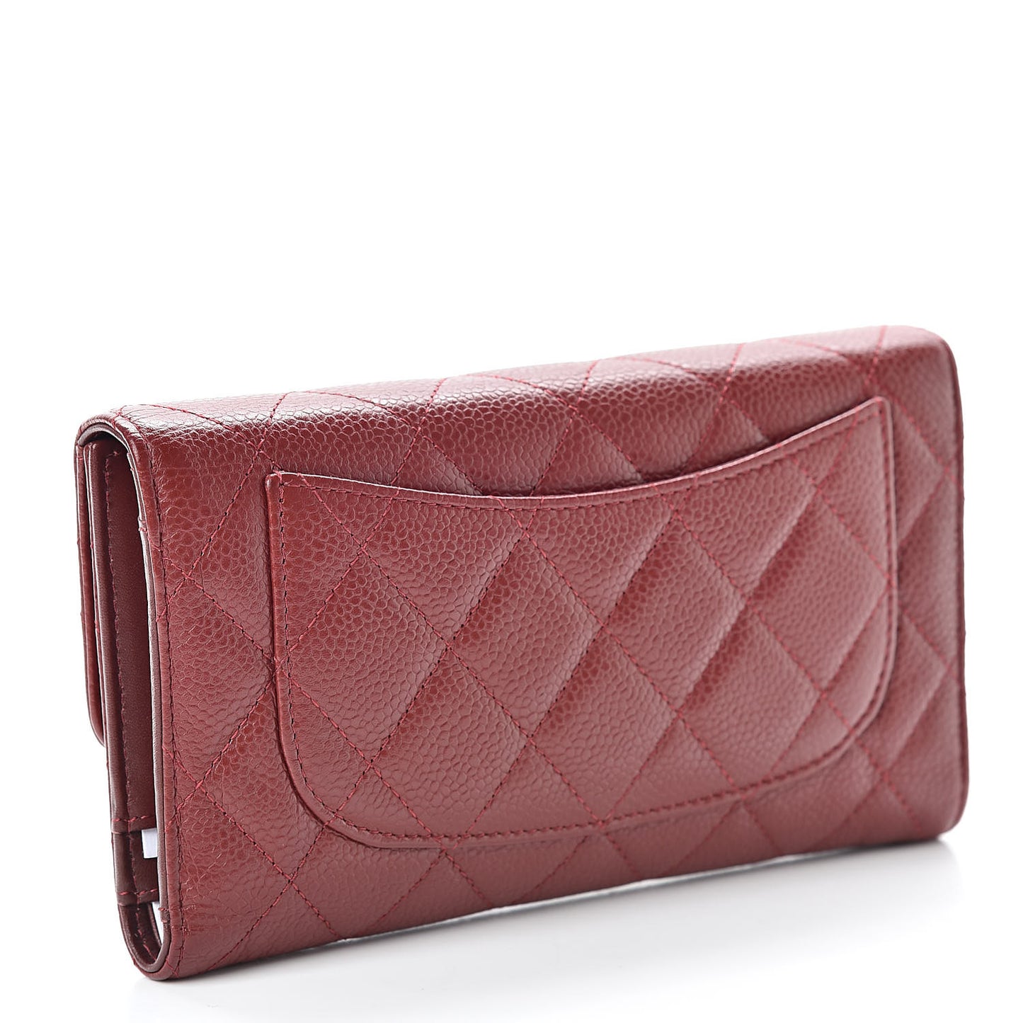 Caviar Quilted Large Flap Wallet Dark Red