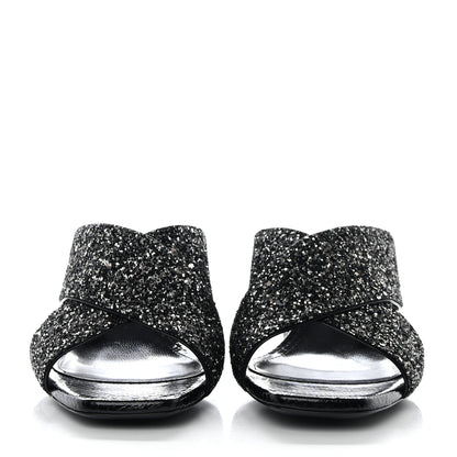 Saint Laurent SAINT LAURENT Glitter LouLou 70 Mule Sandals 39 Black 2 of 9