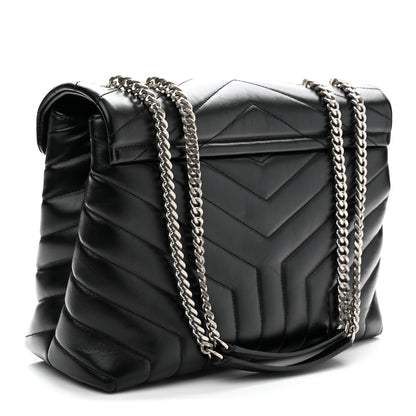 Saint Laurent Calfskin Y Quilted Monogram Medium Loulou Chain Satchel Black 3 of 10