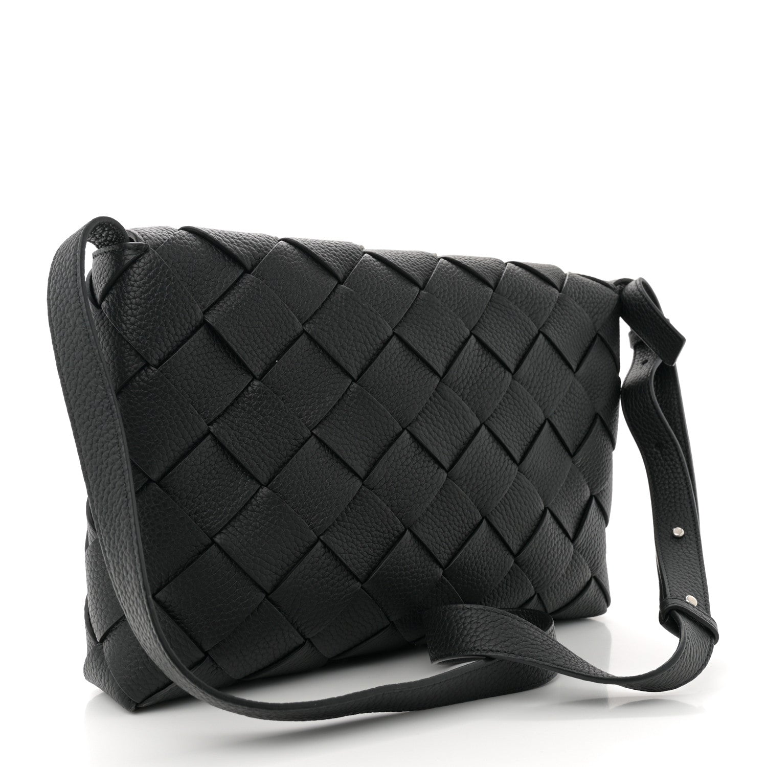 Bottega Veneta Grained Calfskin Intreccio Large Diago Crossbody Bag Black 3 of 11