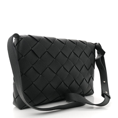 Bottega Veneta Grained Calfskin Intreccio Large Diago Crossbody Bag Black 3 of 11