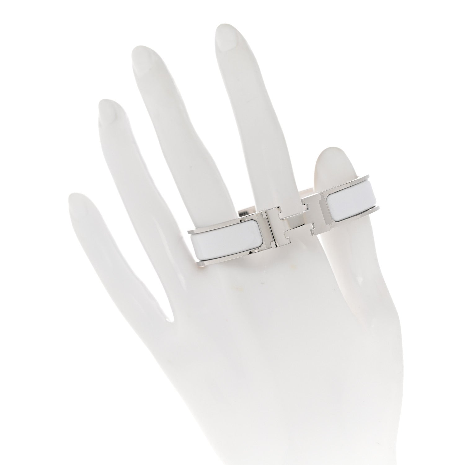 Hermes Enamel Narrow Clic Clac H Bracelet PM White 2 of 6