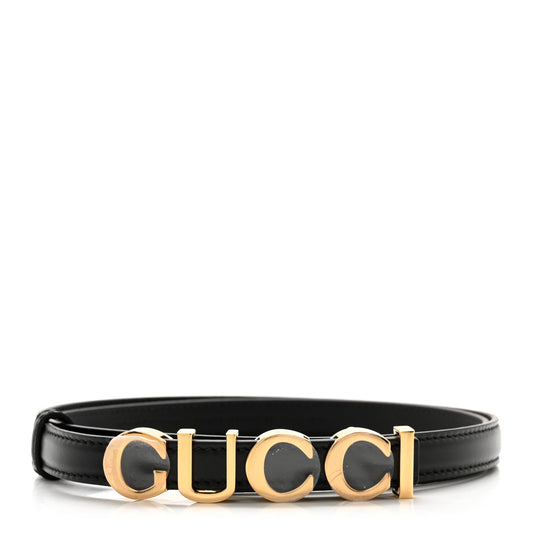 Plutone Calfskin Gucci Buckle 20mm Thin Belt 80 32 Black