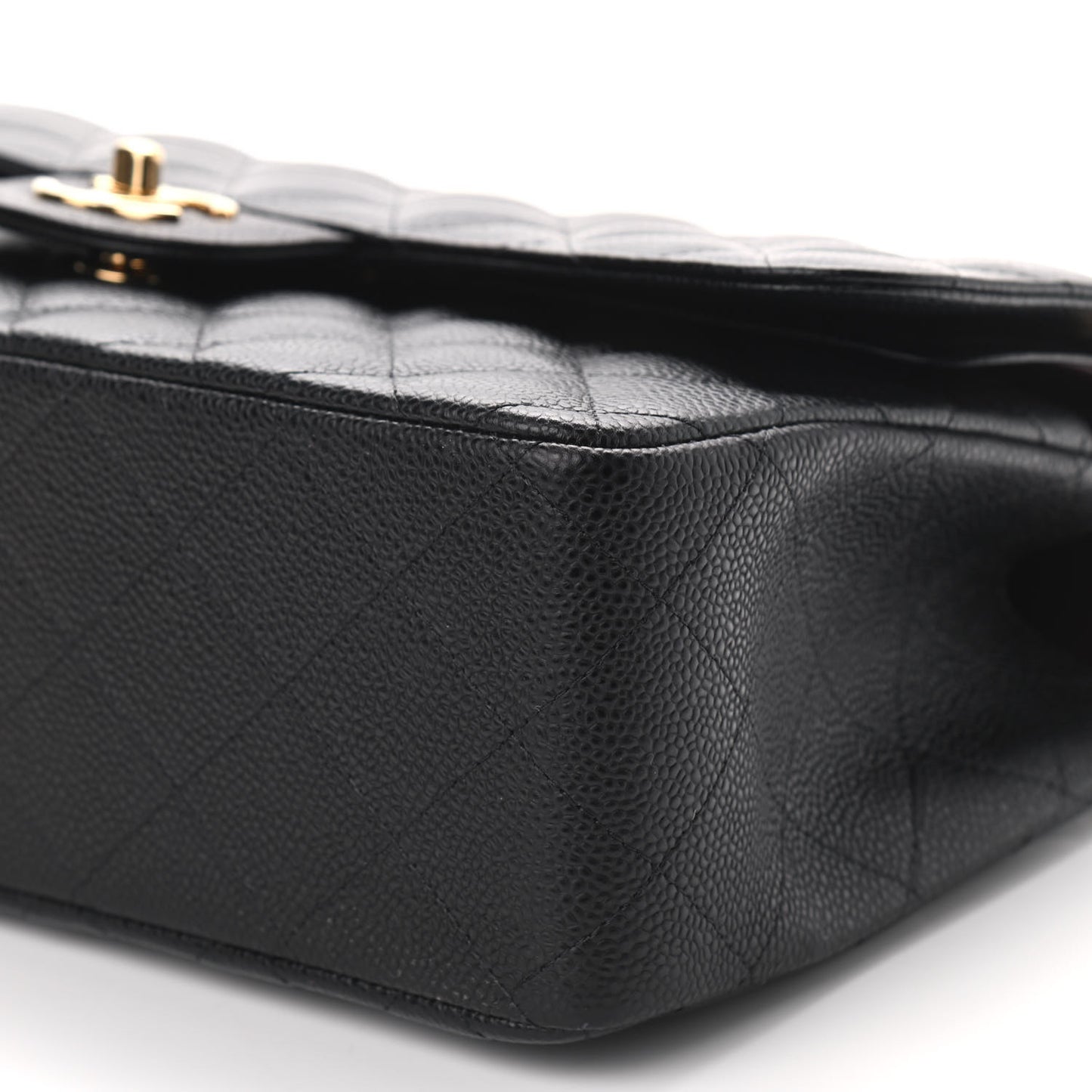 Caviar Quilted Jumbo Double Flap Black