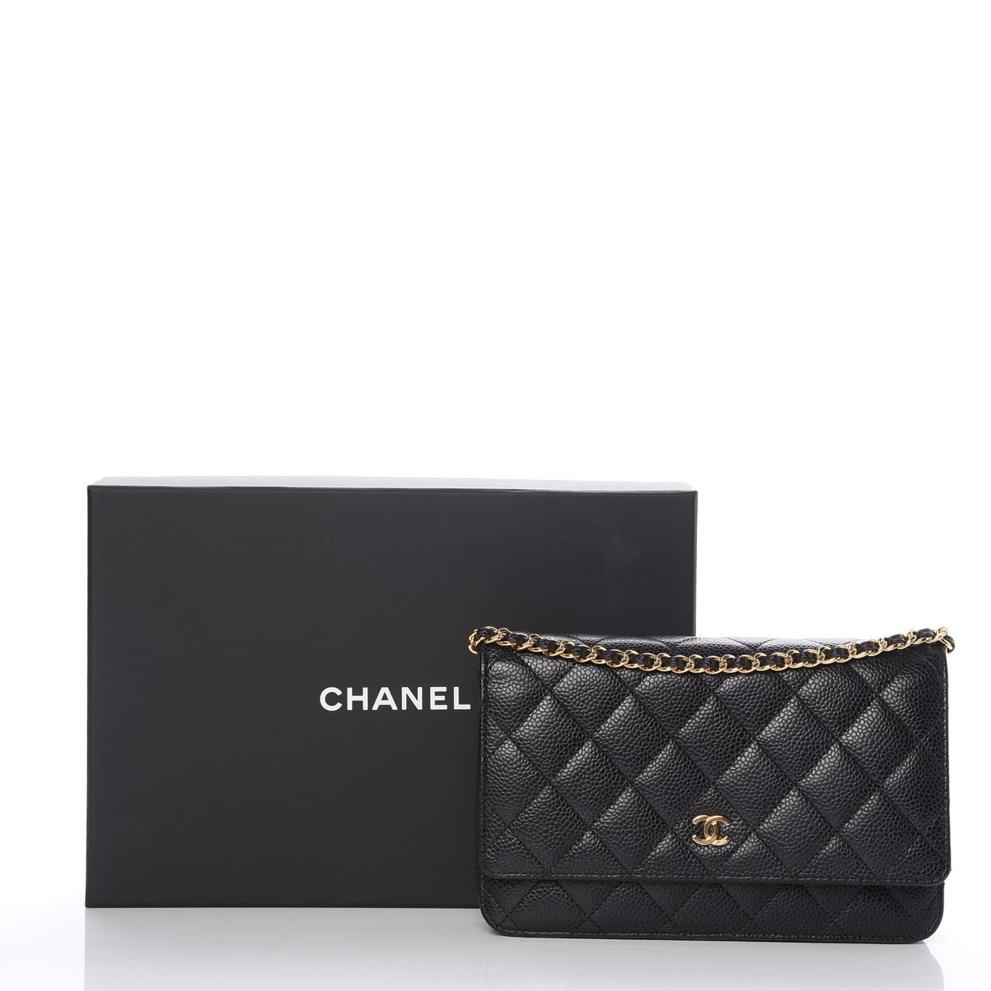 Caviar Quilted Wallet On Chain WOC Black
