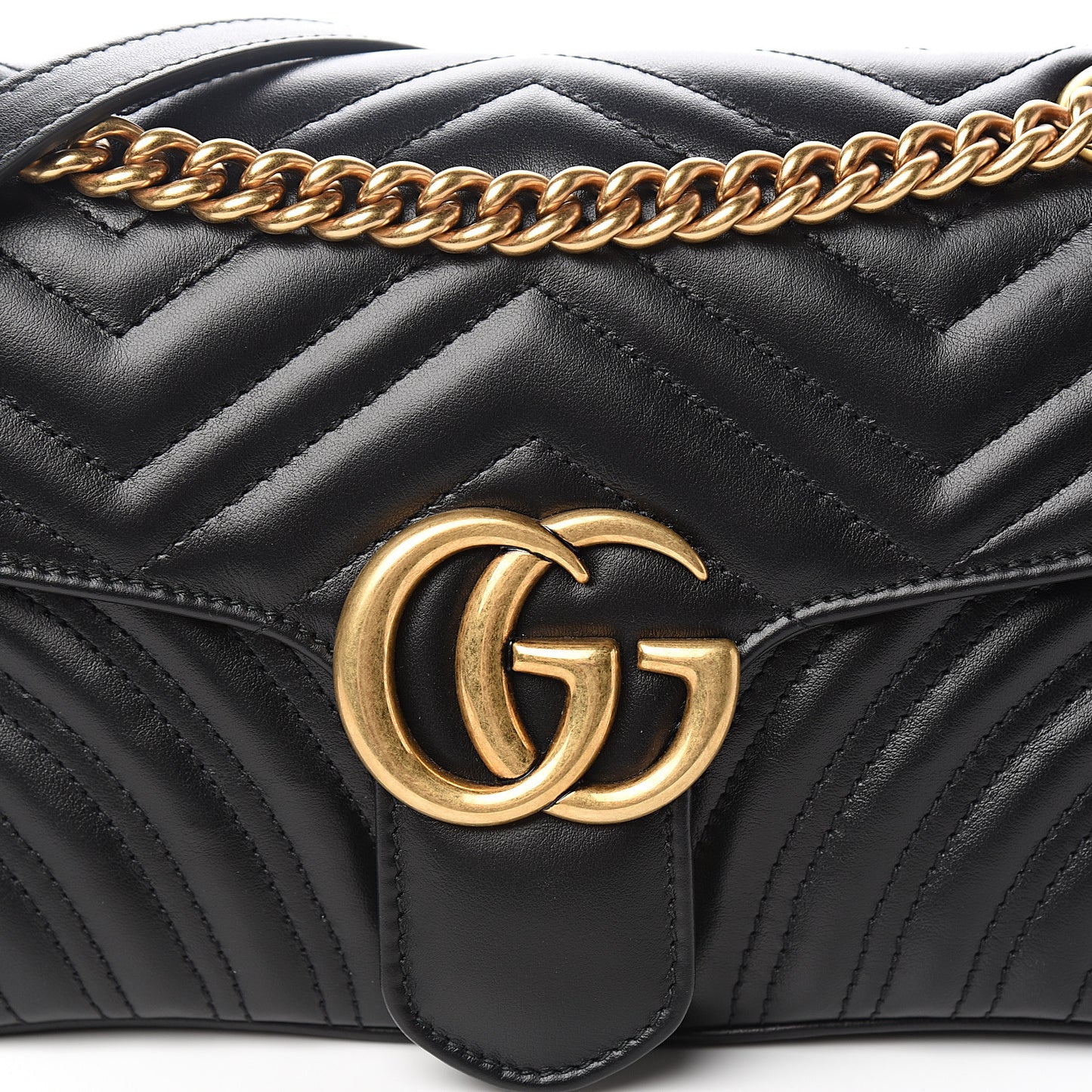 Calfskin Matelasse Small GG Marmont Shoulder Bag Black