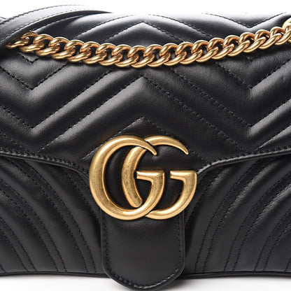 Gucci Calfskin Matelasse Small GG Marmont Shoulder Bag Black 9 of 9
