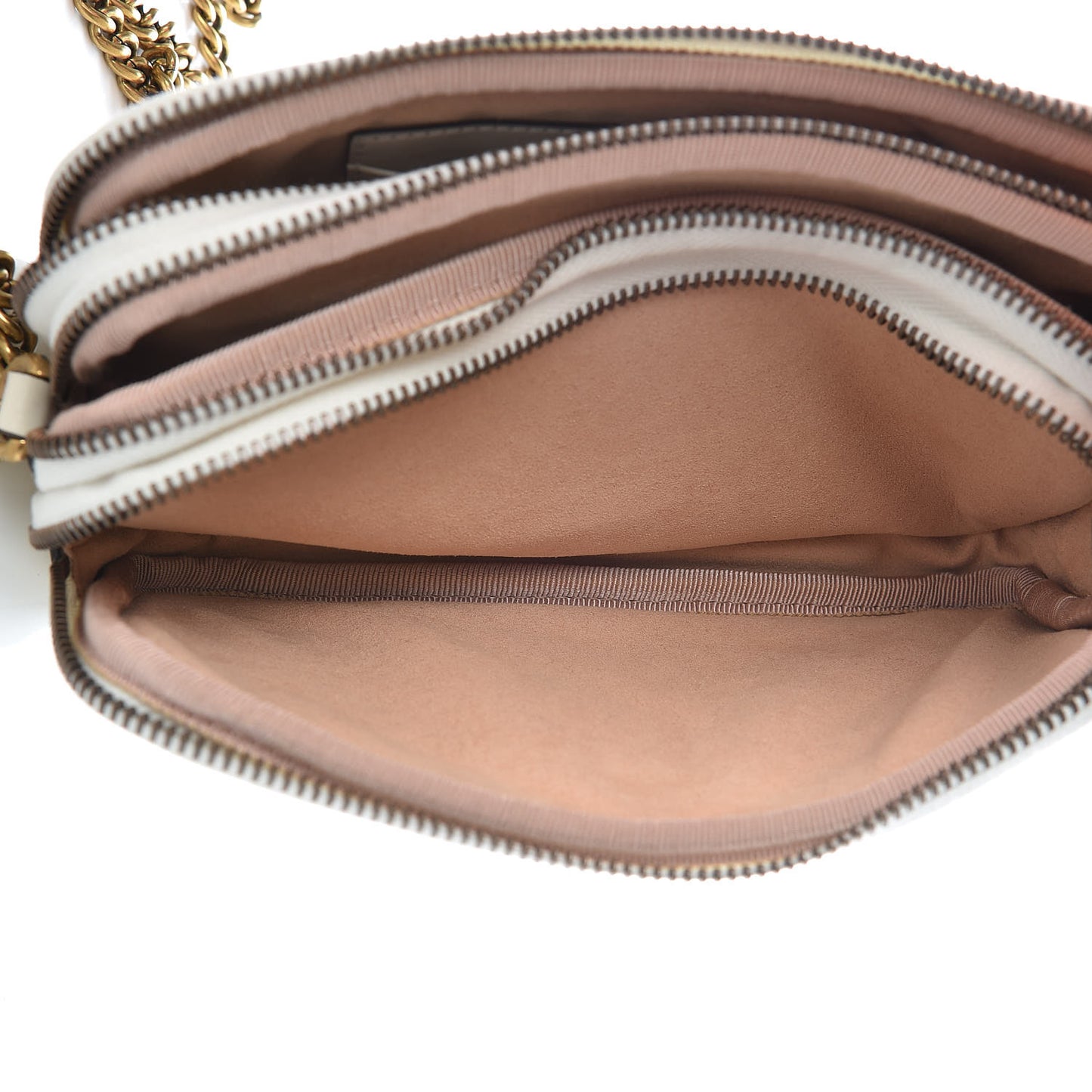 Calfskin Matelasse Mini GG Marmont Chain Crossbody Bag White