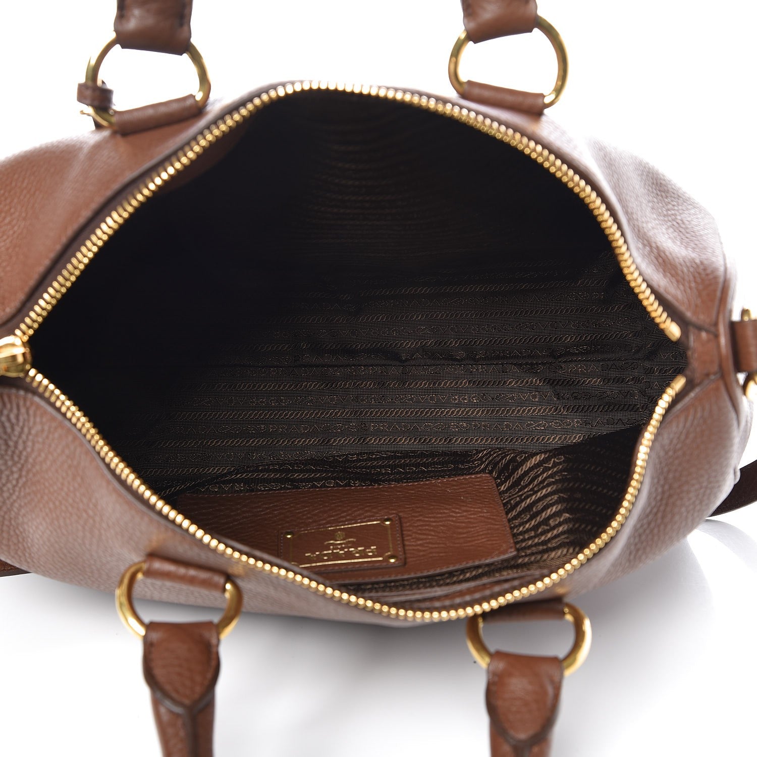 Prada Vitello Daino Boston Bag Palissandro 11 of 13