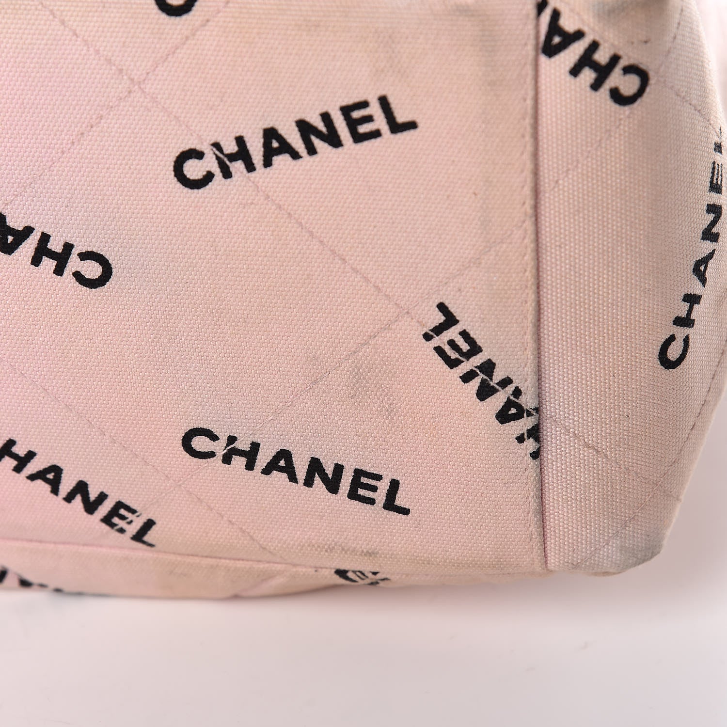 Chanel Canvas Quilted Printed Logo Tote Pink Black 24 of 24