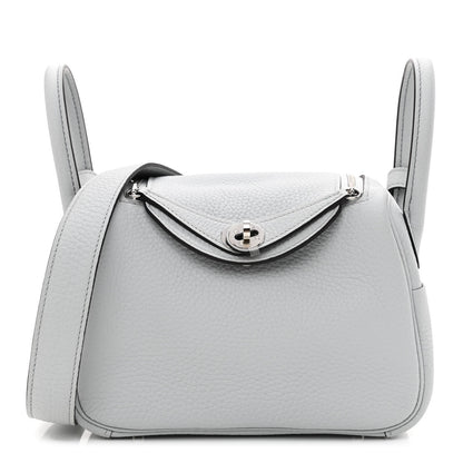 Hermes Taurillon Clemence Mini Lindy 20 Bleu Pale 1 of 11