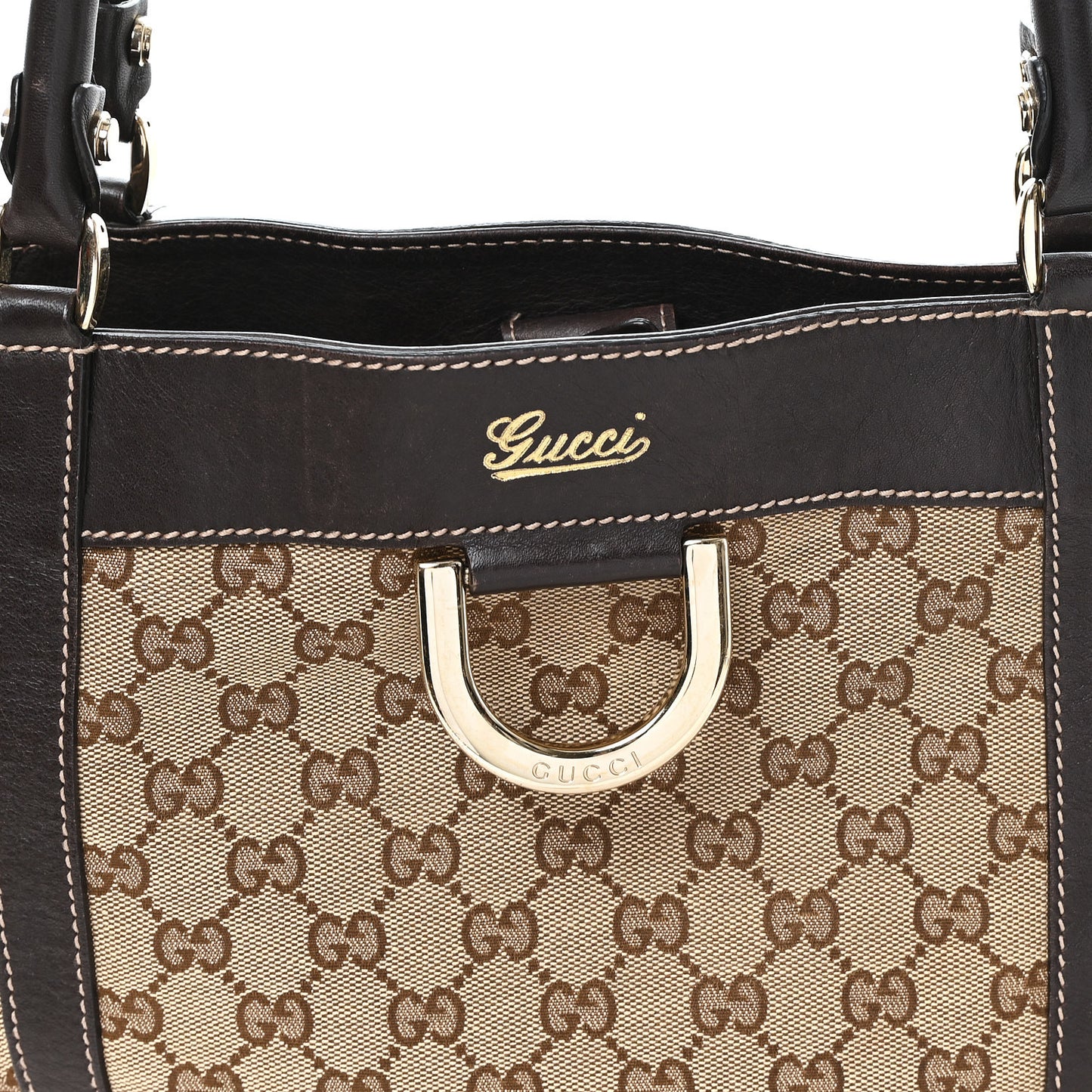 Monogram Medium D Gold Tote Bag Brown