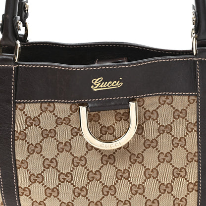 Gucci Monogram Medium D Gold Tote Bag Brown 8 of 10