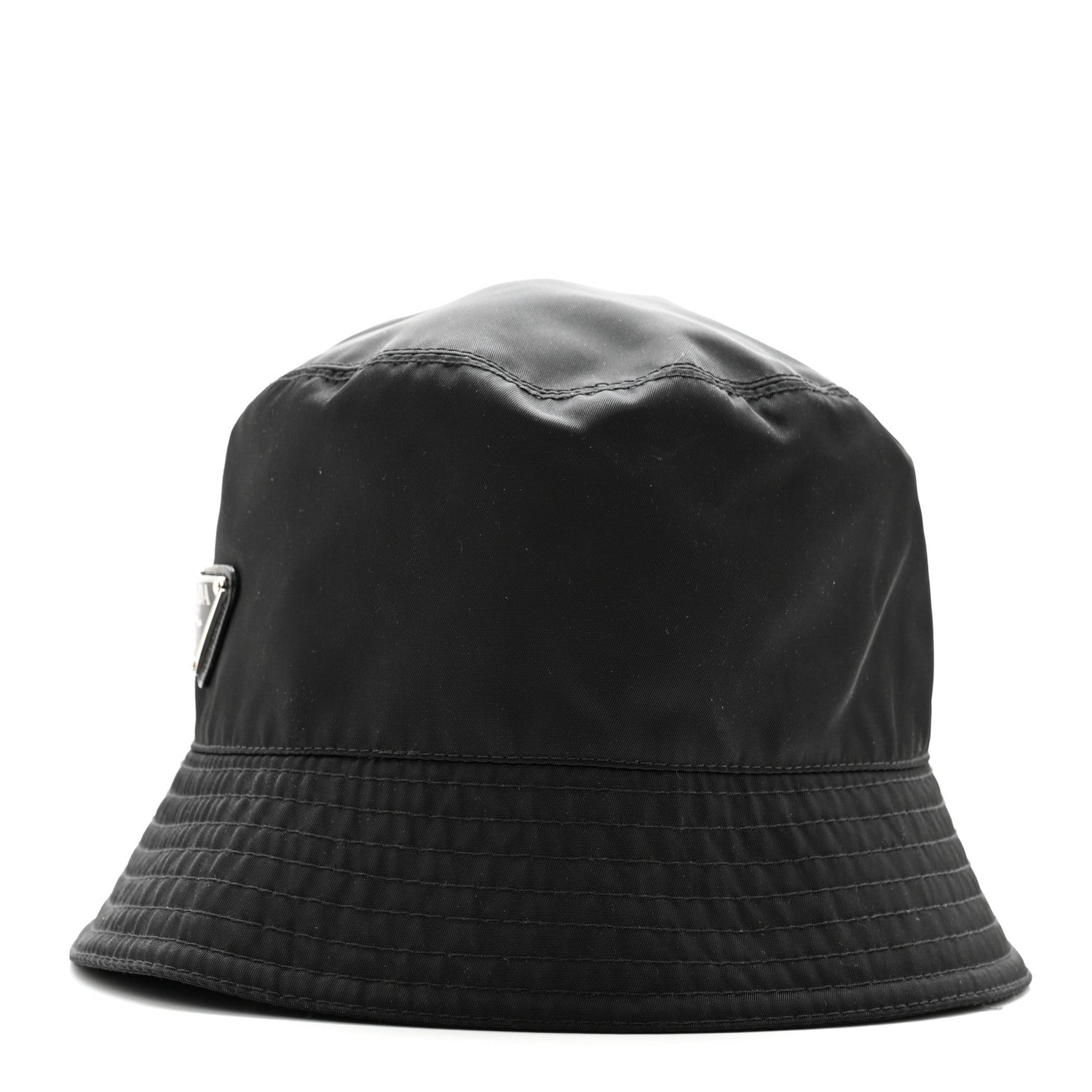 Prada Re-Nylon Metal Triangle Logo Womens Bucket Hat S Black 4 of 10