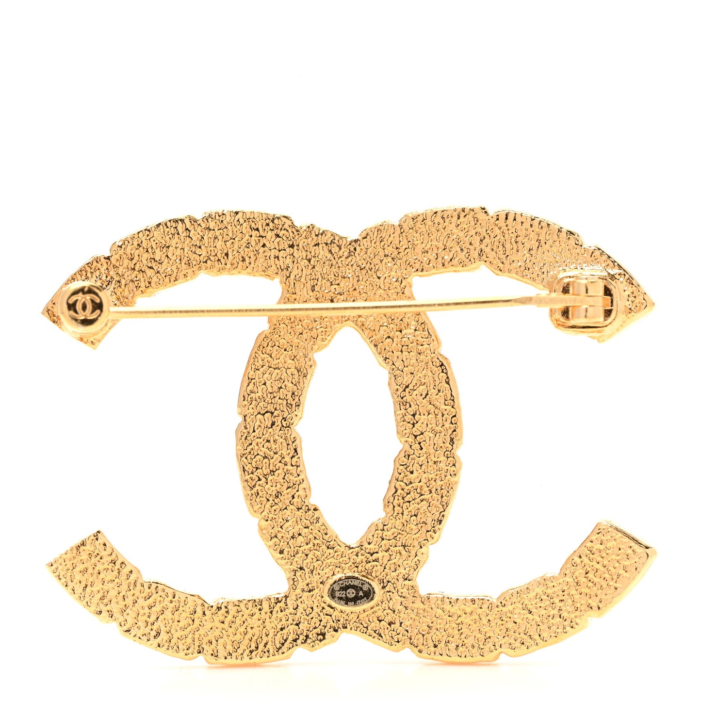 Metal CC Brooch Gold