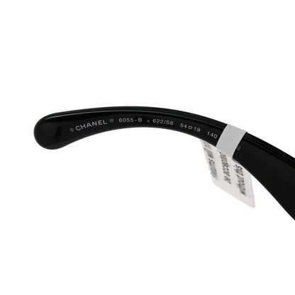Chanel Acetate Metal Crystal Square Folding Sunglasses 6055-B Black 5 of 10