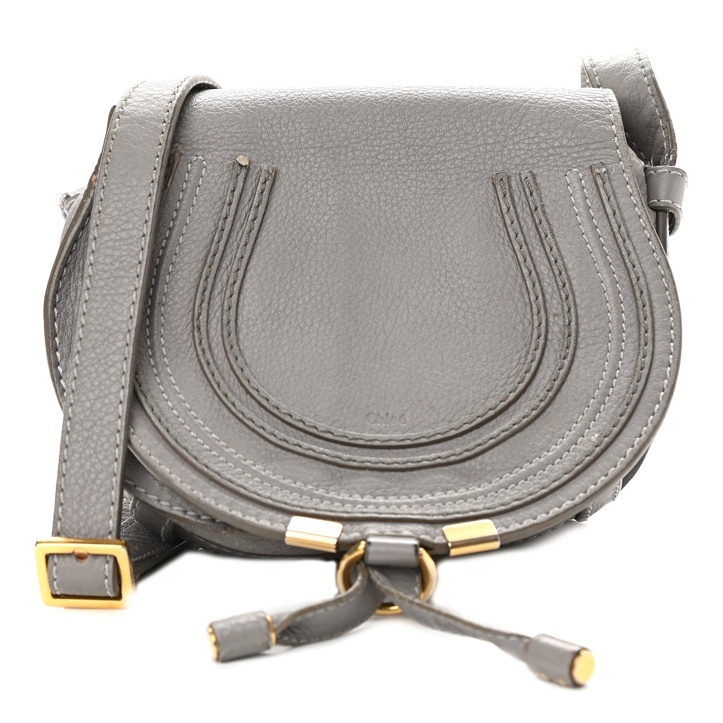 Calfskin Mini Marcie Round Crossbody Bag Cashmere Grey
