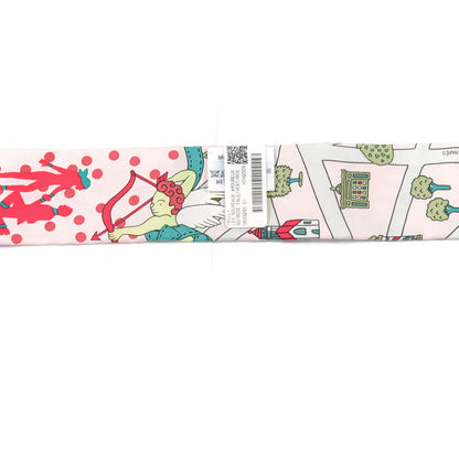 Hermes Silk Les Nouveaux Amoureux de Paris Twilly Rose Pale Vert Rose 2 of 4