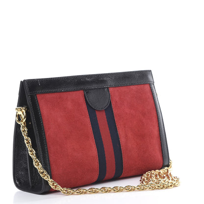 Gucci Suede Patent Web Small Ophidia Chain Shoulder Bag Hibiscus Red Black 2 of 10