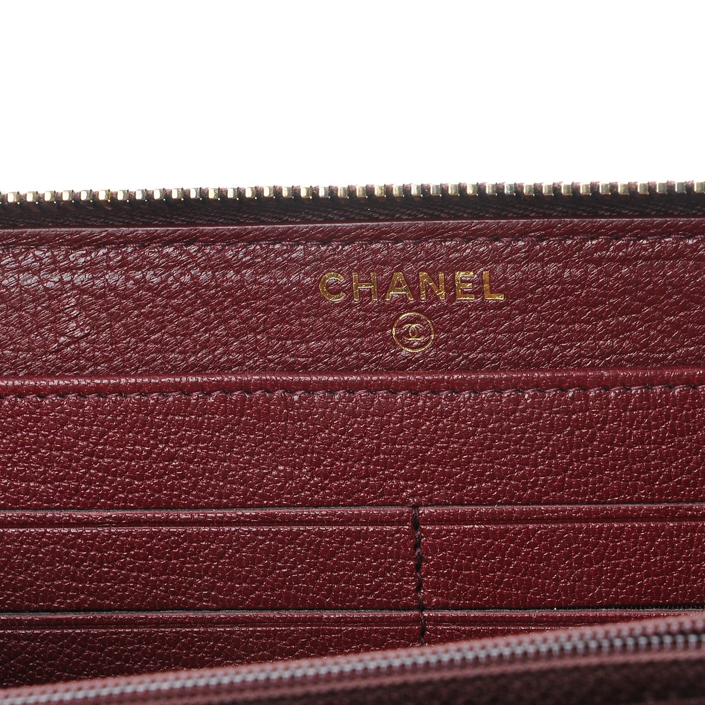 Patent Quilted Zip Around Wallet Burgundy