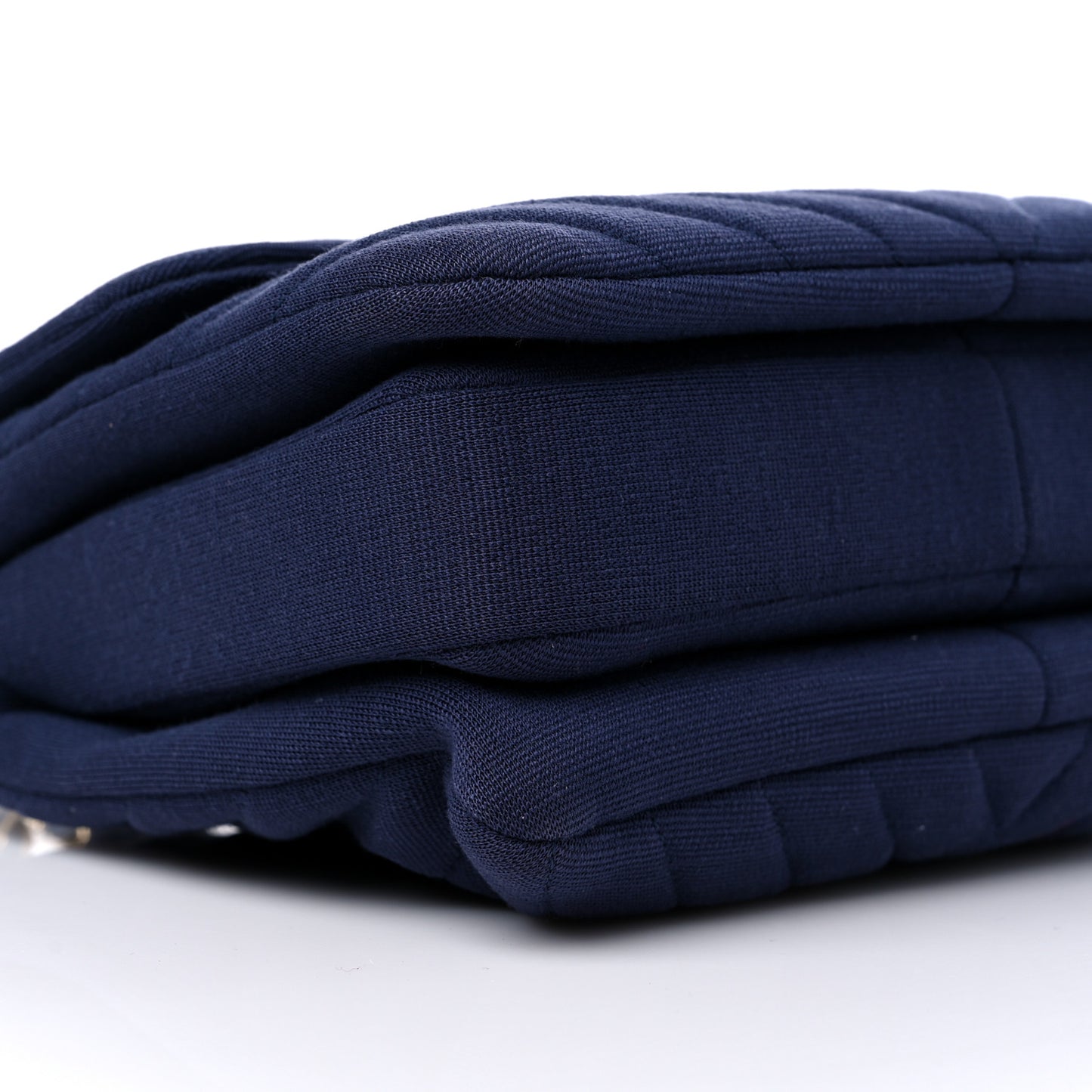 Jersey Chevron Quilted Small Trendy CC Dual Handle Flap Bag Navy Blue