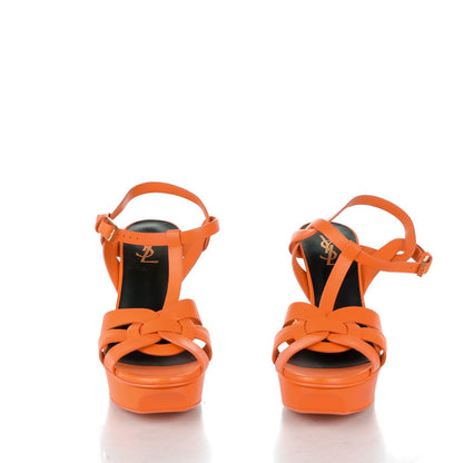 Saint Laurent Calfskin Tribute 75 Platform Sandals 40 Mandarin 2 of 7