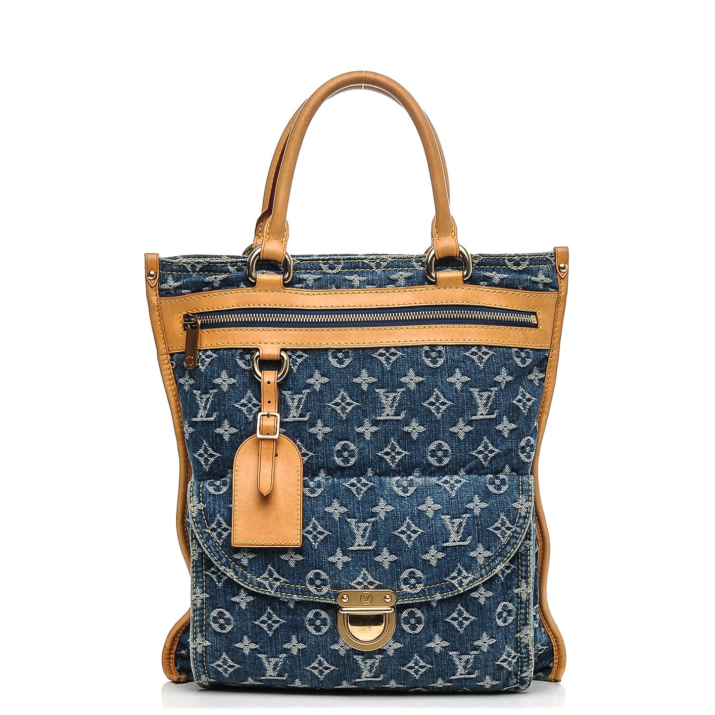 Monogram Denim Sac Plat Blue